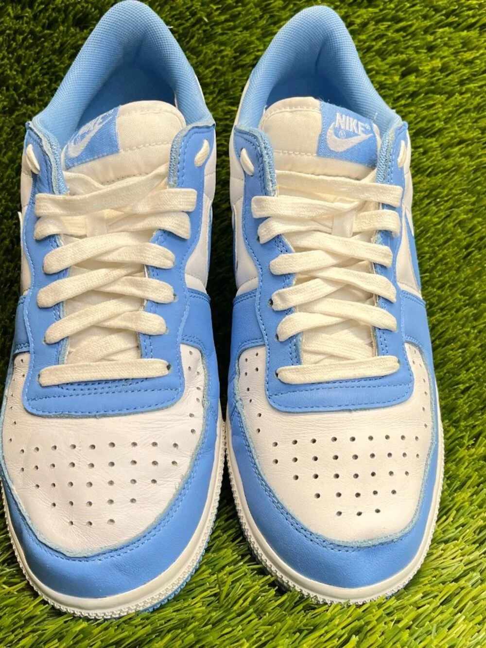Nike Terminator Low Mens Size 10 White Blue Athletic‎ Leather Shoes Sneakers